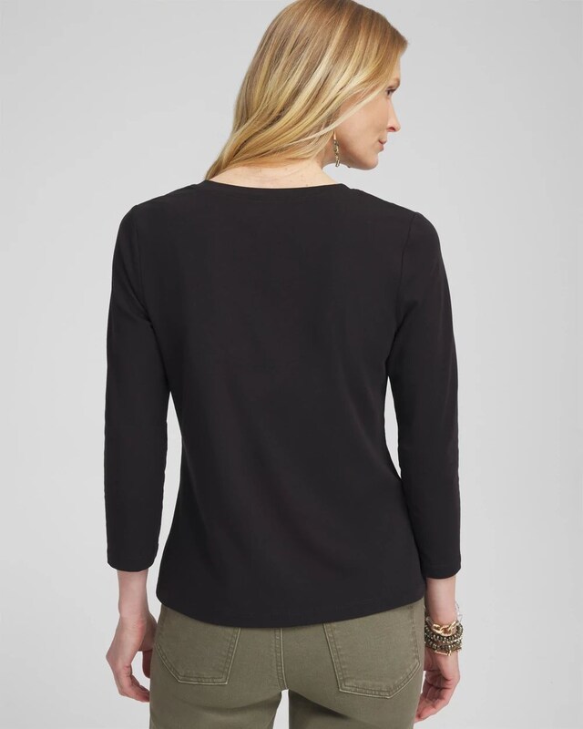 Blooms Print 3/4 Sleeve Perfect Tee - image 3
